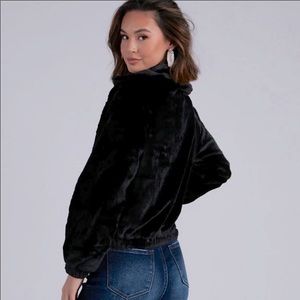 Black Faux Fur collared Jacket